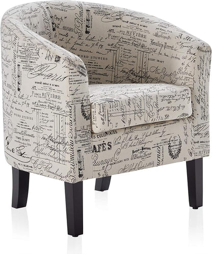BELLEZE Accent Barrel Chair, Linen Round Chair Club Tub Sofa Corner Chair - Image 6