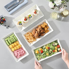 MALACASA Serving Platters Set of 4, Ceramic Serving Platters and Trays for Serving Food, Rectangular Serving Trays for Party, Large Serving Plates, Party Serving Trays and Platters - 12 Inch, White