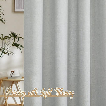 NICETOWN Linen Light Gray Curtains - Image 3