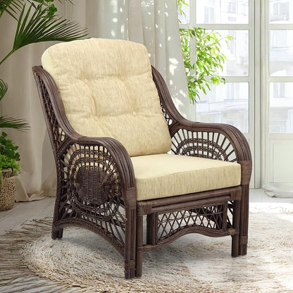 Malibu Lounge Living Accent Armchair Natural Rattan Wicker Handmade Design by Wickerix
