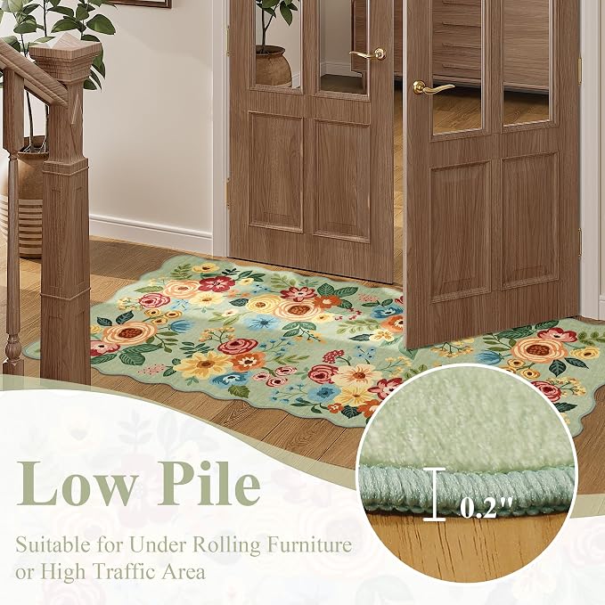DUKINO 3x5 Area Rugs, Non Slip Floral Washable Rug - Image 8