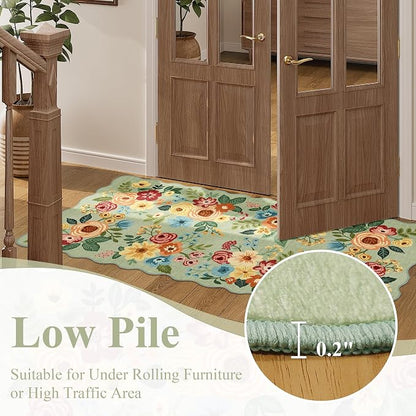 DUKINO 2x3 Rugs for Entryway, Floral Door Mat Washable Kitchen Rugs, Low Pile - Image 9