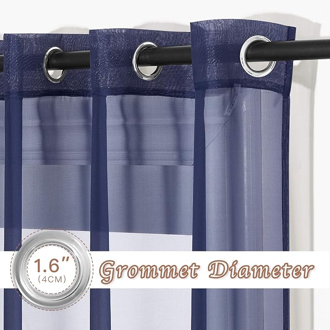 NICETOWN Dark Blue Sheer Curtains - Image 2
