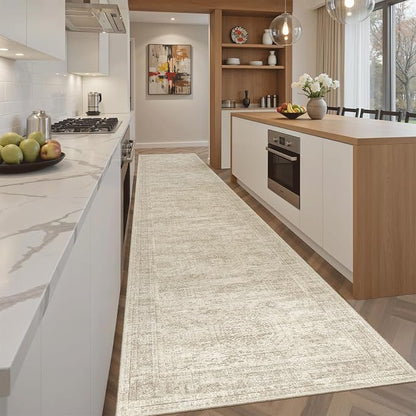Soalmost Hallway Runner Rug 2'6" x 12' Washable Long Kitchen Rugs Beige | - Image 2