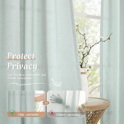 Light Filtering Linen Curtains 63 Inch Length - Image 5