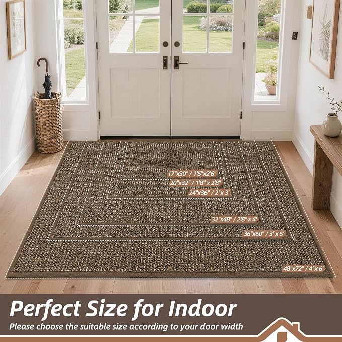 BEQHAUSE Dirt Trapper Door Mat 32" x 48", Non-Slip Washable Doormats, Low - Image 2