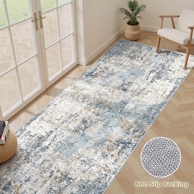 LOONGRUG Runner Rug 2x6 Washable Non-Slip Kitchen Neutral Modern Rug | Abstract - Image 3