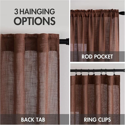 MIULEE Chocolate Brown Linen Curtains 52x108 Inch Long - Image 3