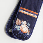 Maison d' Hermine Double Oven Mitts 100% Cotton 7"x35" Double Oven Mitt Heat Resistant BBQ Cooking Gloves with Loop, Baking, Grilling, Home, Kitchen, Handling Hot Pans (Pumpkin Blues)
