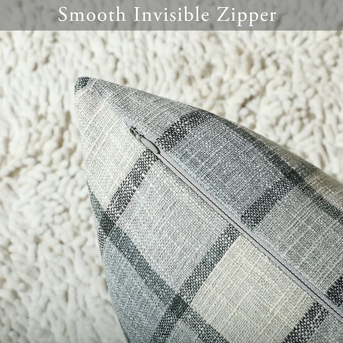 Stellhome Pack of 2 Faux Linen Buffalo Check Throw Pillow Covers, Farmhouse - Image 3