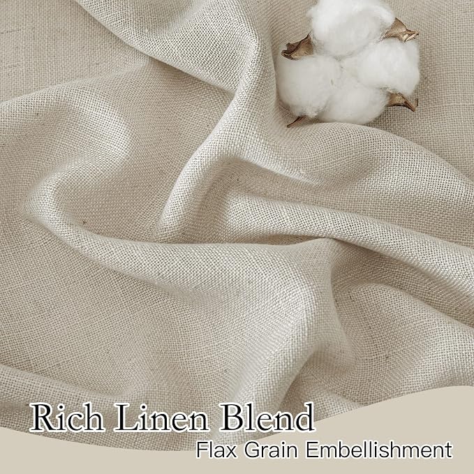 RYB HOME Semi Sheer Curtains for Sliding Glass Door Linen Texture Sheer Curtains - Image 3