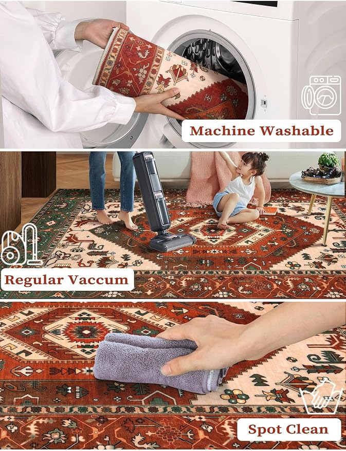 SERISSA 2'6"x8' Washable Non Slip Boho Runner Rug - Image 4