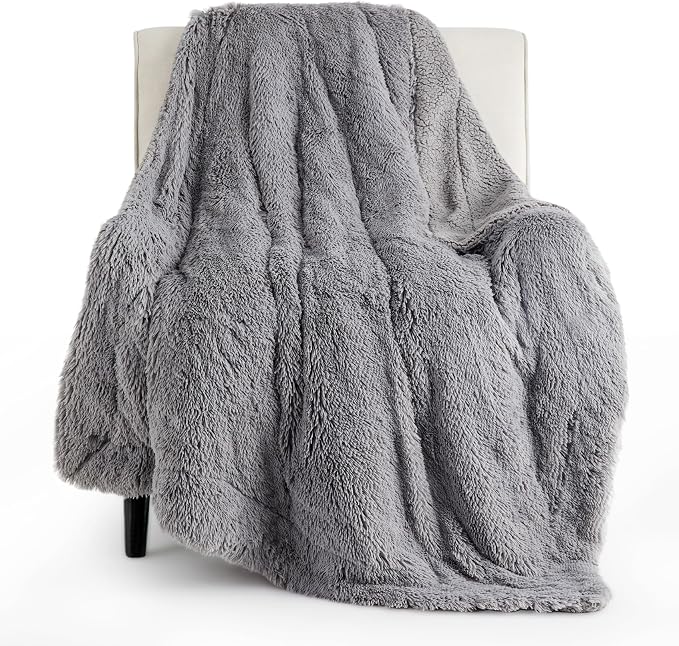 Bedsure GentleSoft Fuzzy Sherpa Faux Fur Twin Blanket Grey Cozy Gifts by Unknown