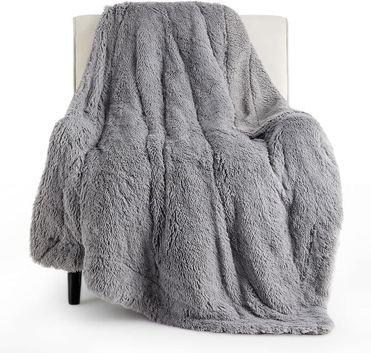 Bedsure GentleSoft Fuzzy Sherpa Faux Fur Twin Blanket Grey Cozy Gifts by Unknown