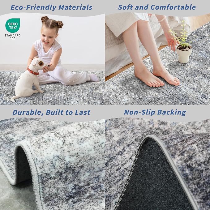 4x12 Wide Runner Rug for Hallway, Washable Non Slip Long Kitchen Rug, Soft Low - Image 5