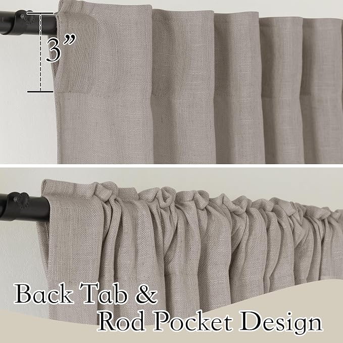 RYB HOME Farmhouse Boho Linen Sheer Curtains 90 inches Long - Image 2