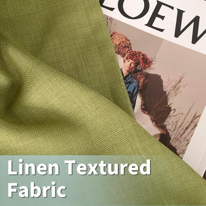 Moss Green Short Linen Curtains 45 inch - Image 2