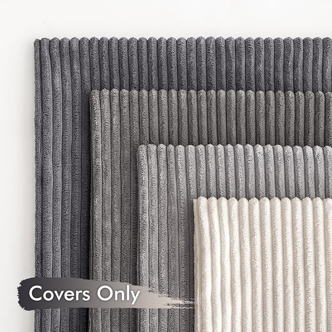MIULEE Soft Corduroy Decorative Throw Pillow Covers Neutral Grey 18x18 | Set of - Image 4