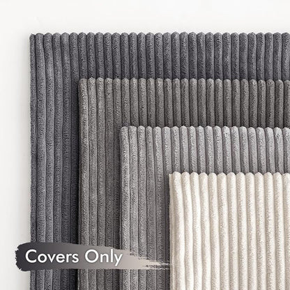 MIULEE Soft Corduroy Decorative Throw Pillow Covers Neutral Grey 20x20 | Set of - Image 4