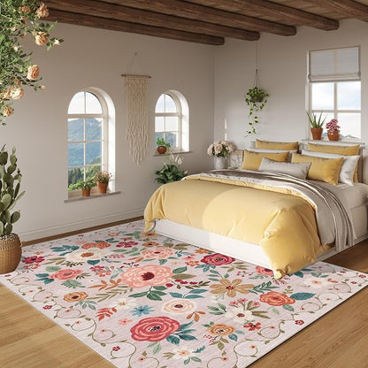 DUKINO 6x9 Area Rugs, Floral Washable Rug - Image 6