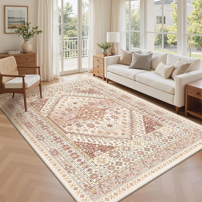5x7 Area Rugs for Living Room, Large Washable Rug, Dining Room, Low Pile by Zesthome