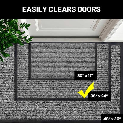 Front Door Mat, Indoor Outdoor Welcome Muddy Doormat, 36x24 Battleship Gray | - Image 4