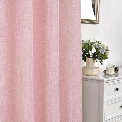 YoungsTex Light Pink Linen Curtains 63 Inch Length - Image 8