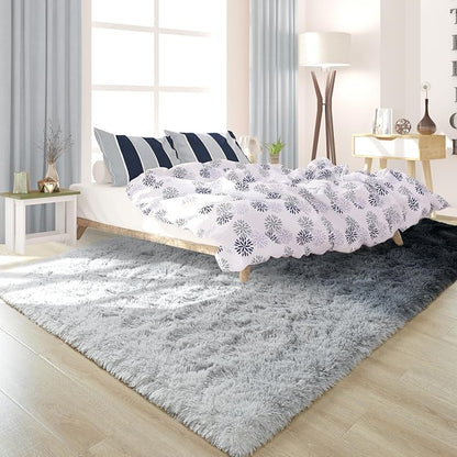 4x6 Black and Grey Fluffy Soft Area Rug Non-Slip - Image 2