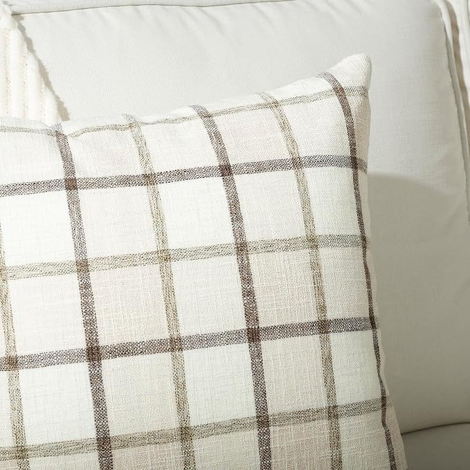 Stellhome Pack of 2 Fall Linen Buffalo Check Decorative Throw Pillow Covers - Image 4