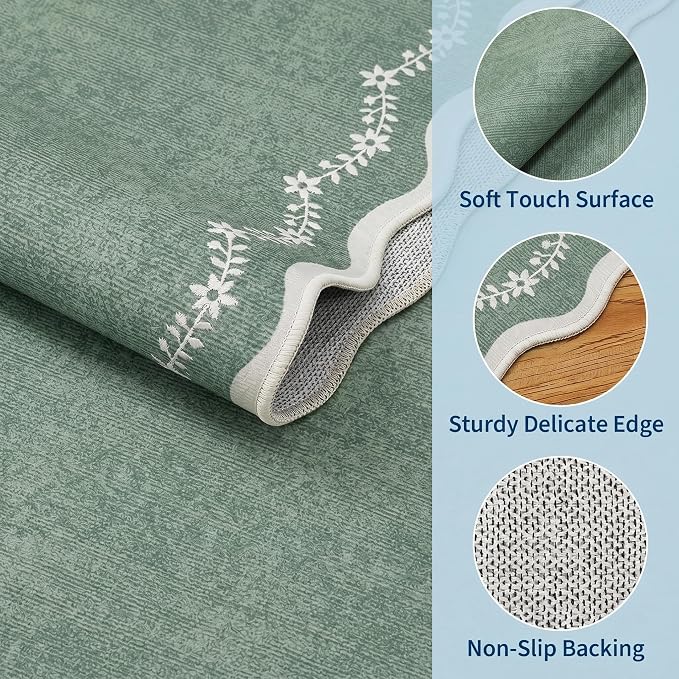 GarveeHome Round Rugs 6ft Scalloped Washable Circle Rug - Image 4