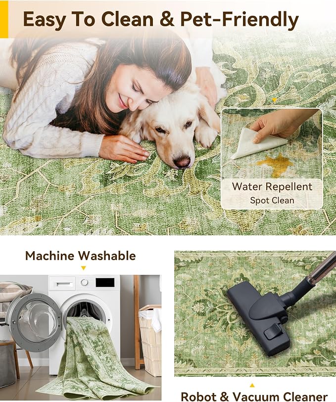 RELEANY Washable Area Rug, Small 2'6"x4', Water Repellent, Pet Friendly - Image 3