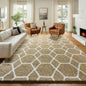 6x9 Area Rugs for Living Room Bedroom, Fluffy Beige and White Geometric Rug | by ONASAR