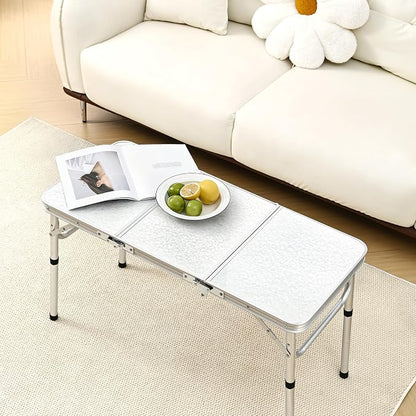 Yriuat Folding Camping Table 3ft Portable Picnic Table Adjustable Height Small - Image 2