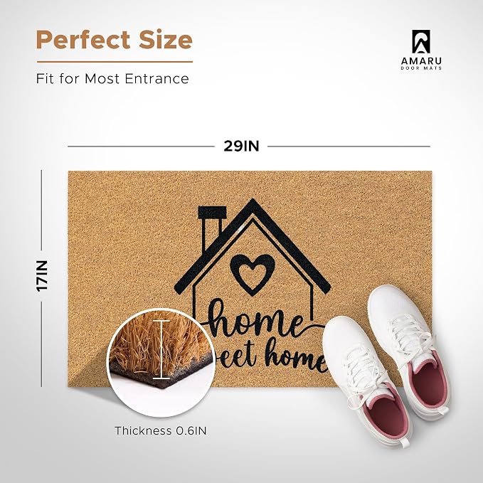 Coir Welcome Mat, Home Sweet, 17 x 29 in | 100% Natural Coir, Anti-Shedding - Image 2
