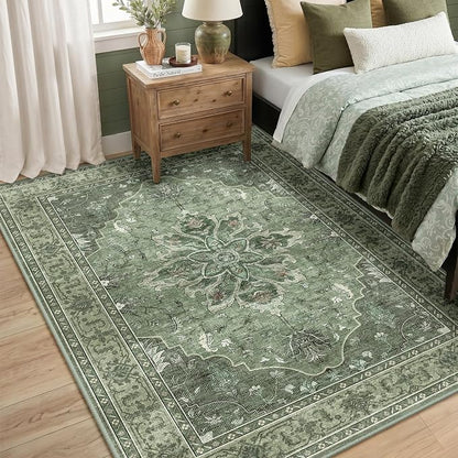 RELEANY Washable Area Rug, Water Repellent, Pet Friendly, Vintage Floral Boho - Image 2