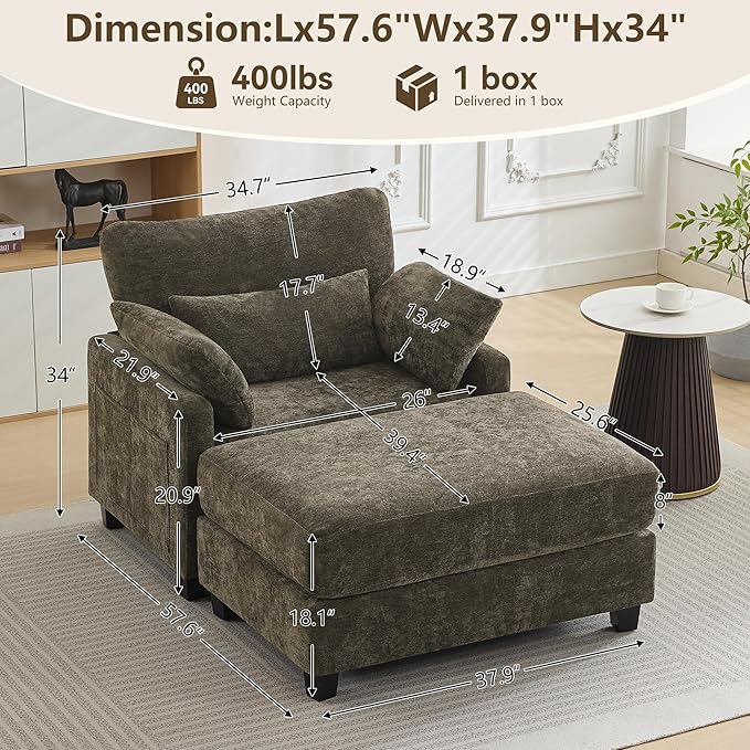 WUTUTUEE 57.5" Oversized Chaise Lounge - Image 2