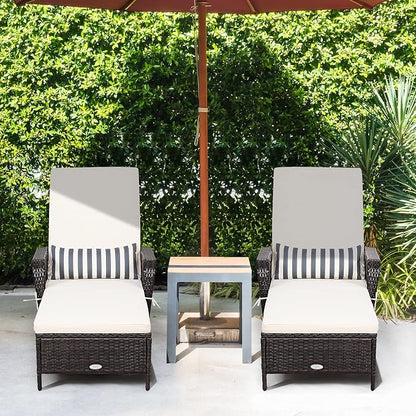 COSTWAY PE Rattan Chaise Lounge Chair, 6 Gear Adjustable Recliner - Image 2
