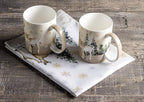 Maison d' Hermine Coffee Mug with Handles Fine Bone China Mugs Pack of Two Tea Cups for Hot Beverages Cappuccino Latte Home Restaurant Office Perfect for Gift (Deer In The Woods, 12 Ounce)