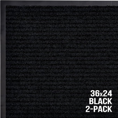 Front Door Mat, Indoor Outdoor Welcome Entryway Muddy Entrance, 36x24 Black | - Image 7