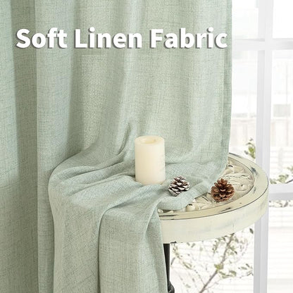 YoungsTex Sage Green Linen Curtains 68 Inch Length - Image 7