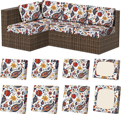 8Pcs Outdoor Cushion Covers, Stretch Patio Furniture Couch Chair Slipcovers | by VORSHAPE