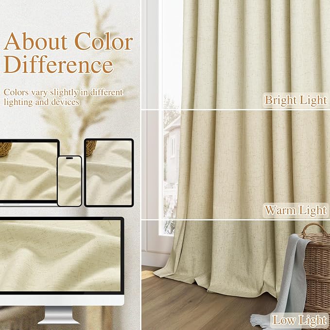 Extra Long 100% Blackout Linen Curtains - Image 7