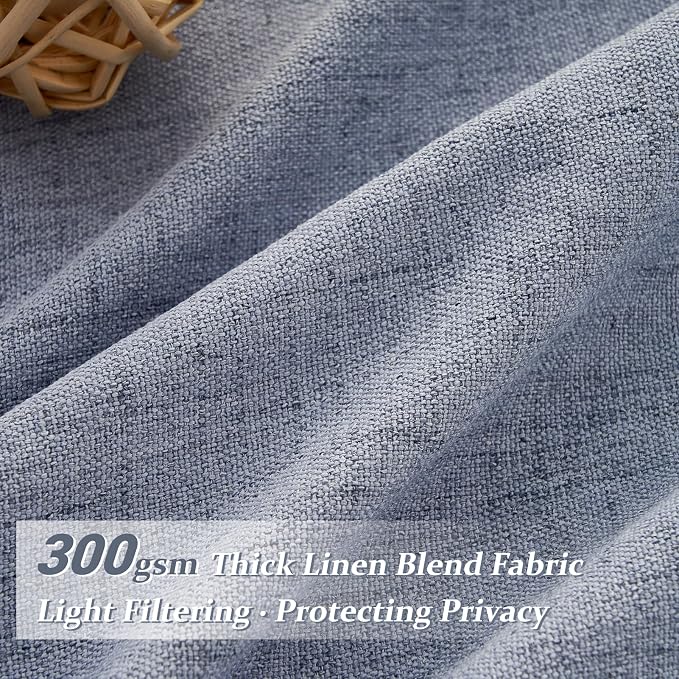 Sheer Linen Pinch Pleated Light Filtering Greyish Blue 90 Inch Curtains - Image 2
