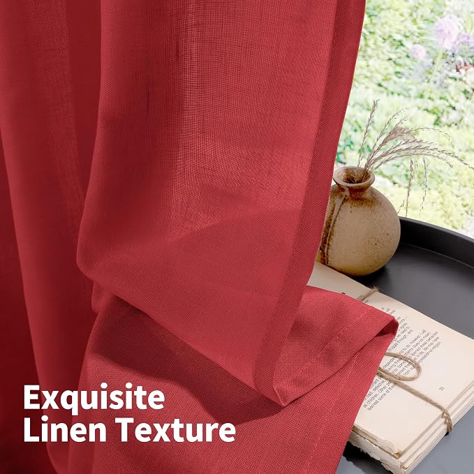 YoungsTex Red Linen Curtains 84 Inches Long - Image 7