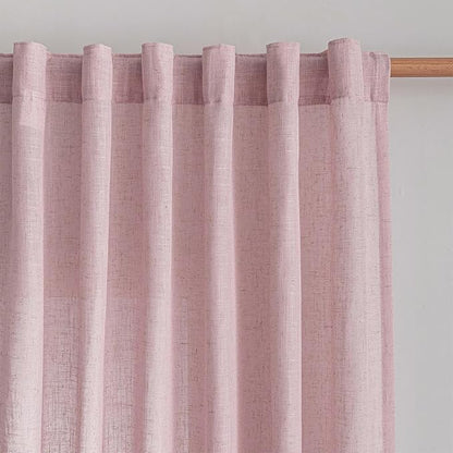 MYSKY HOME Pink Curtains for Girls Bedroom Living Room Semi Sheer Light - Image 2