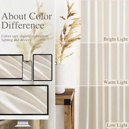Modern Linen Curtains 84 Inch Length 2 Panels Set - Image 3