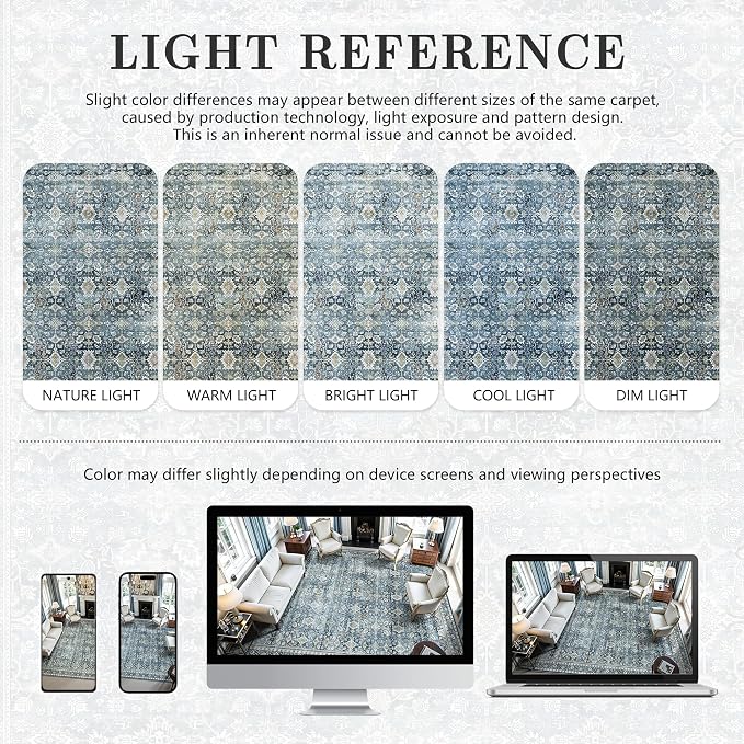 6x9 Area Rugs - Washable Vintage Retro Living Room Rug, Soft Ultra Thin Non - Image 8