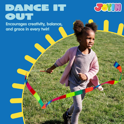 JOYIN 10 Pcs Ribbon Dancing Wands Party Favors Set, Dance Ribbon Gymnastics Ribbon Wand, Princess Birthday Party Favors for Kids, Carnival Prizes, Goody Bag Stuffers