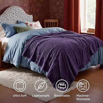 Bedsure Soft Twin Blanket for Bed Decor Gifts Purple 60"x80" | Birthday Gifts - Image 5
