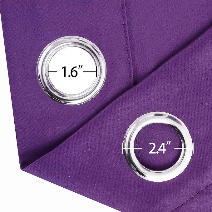 Purple Blackout Curtains 34 x 54 Inch Length/Set of 2 Curtain Panels/Thermal - Image 6